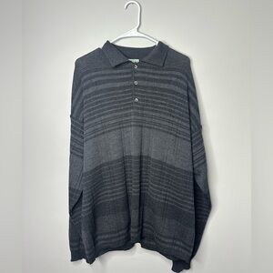 Alfani Gray Stripped Button Front Wool Mens Sweater Size L